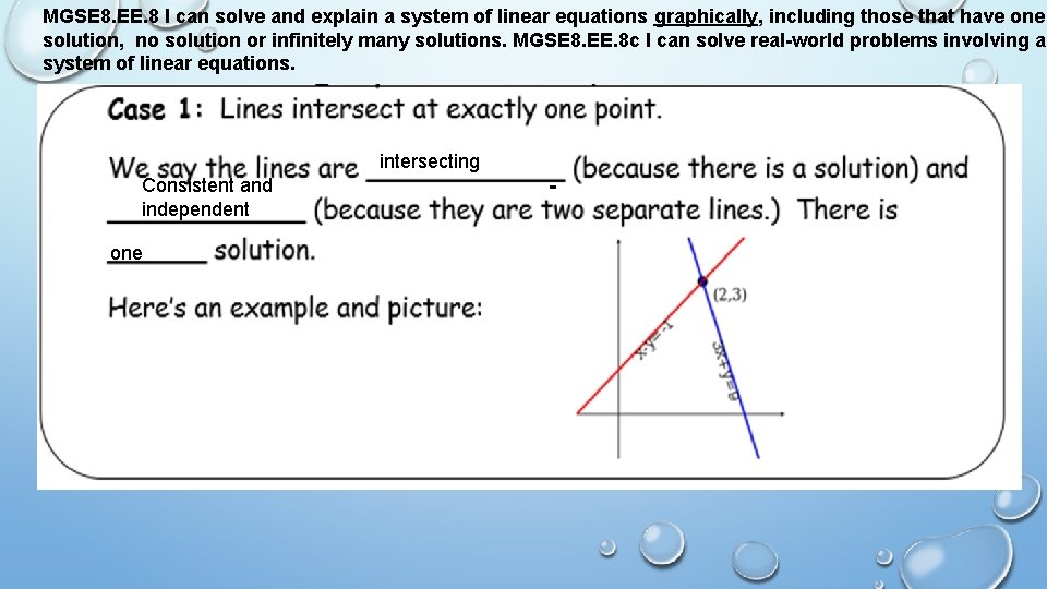 MGSE 8. EE. 8 I can solve and explain a system of linear equations