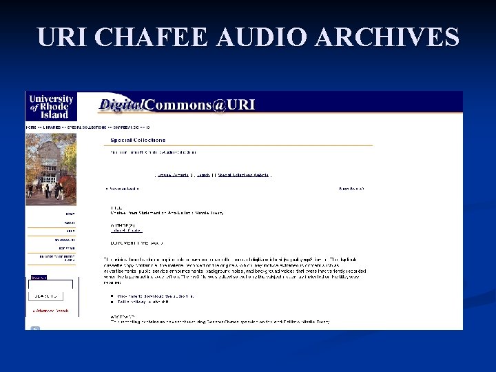 URI CHAFEE AUDIO ARCHIVES 