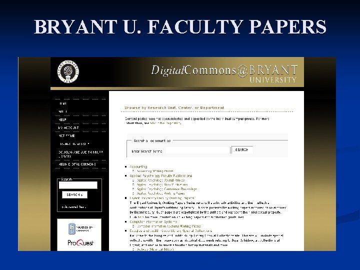 BRYANT U. FACULTY PAPERS 