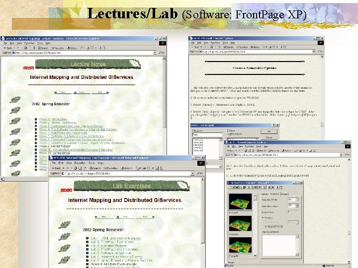 Lectures/Lab (Software: Front. Page XP) 