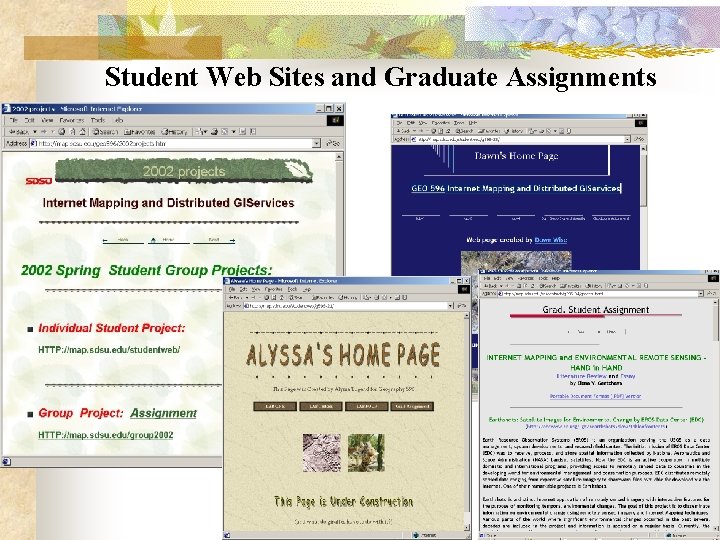 Student Web Sites and Graduate Assignments 
