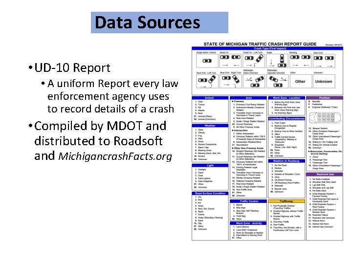 Data Sources • UD-10 Report • A uniform Report every law enforcement agency uses
