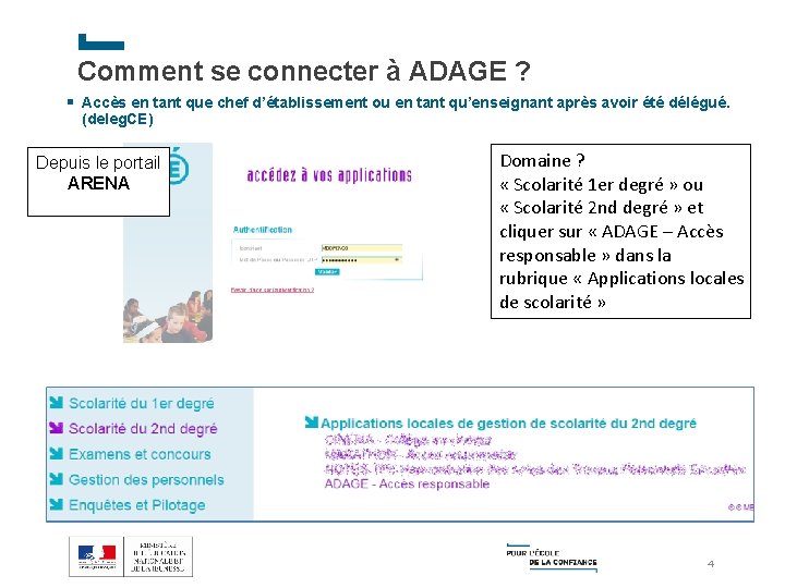 Comment se connecter à ADAGE ? § Accès en tant que chef d’établissement ou