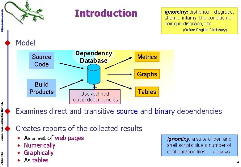 http: //iguana. cern. ch Introduction ignominy: dishonour, disgrace, shame; infamy; the condition of being