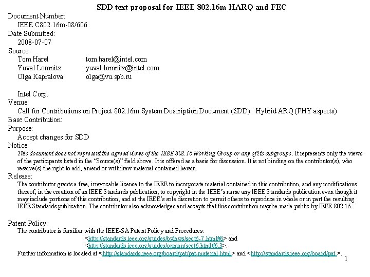 SDD text proposal for IEEE 802 16 m