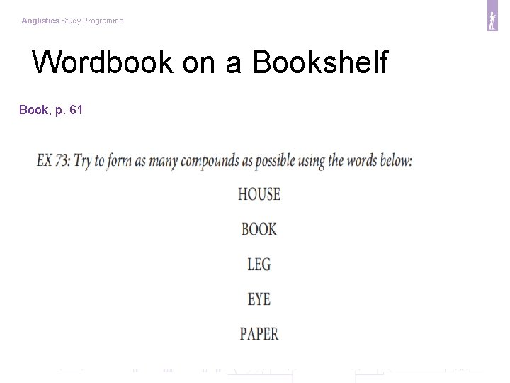 Anglistics Study Programme Wordbook on a Bookshelf Book, p. 61 