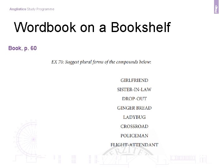 Anglistics Study Programme Wordbook on a Bookshelf Book, p. 60 