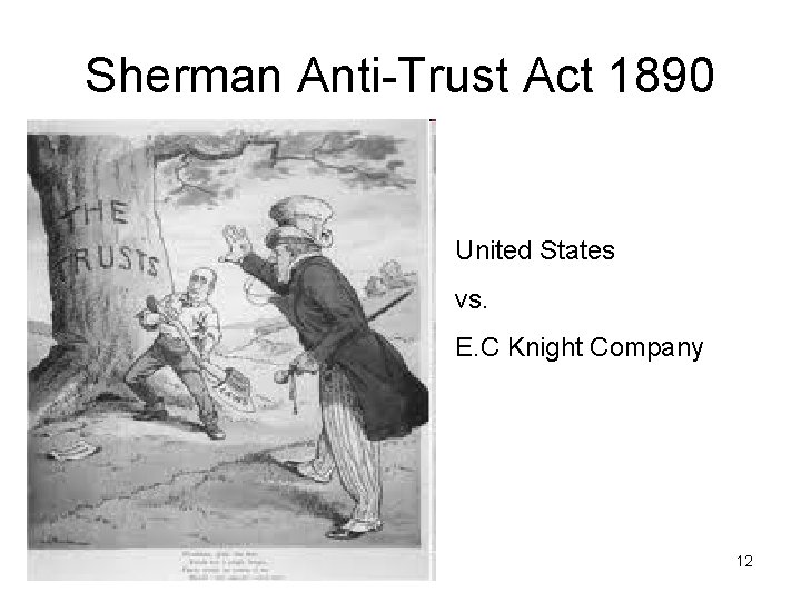 Sherman Anti-Trust Act 1890 United States vs. E. C Knight Company 12 