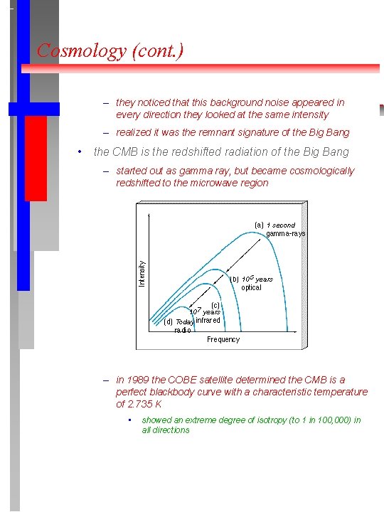 Cosmology (cont. ) – they noticed that this background noise appeared in every direction