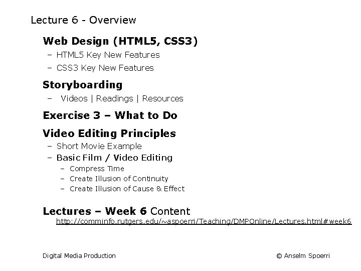 Lecture 6 - Overview Web Design (HTML 5, CSS 3) – HTML 5 Key