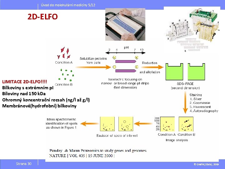 Úvod do molekulární medicíny 5/12 2 D-ELFO LIMITACE 2 D-ELFO!!!! Bílkoviny s extrémním p.