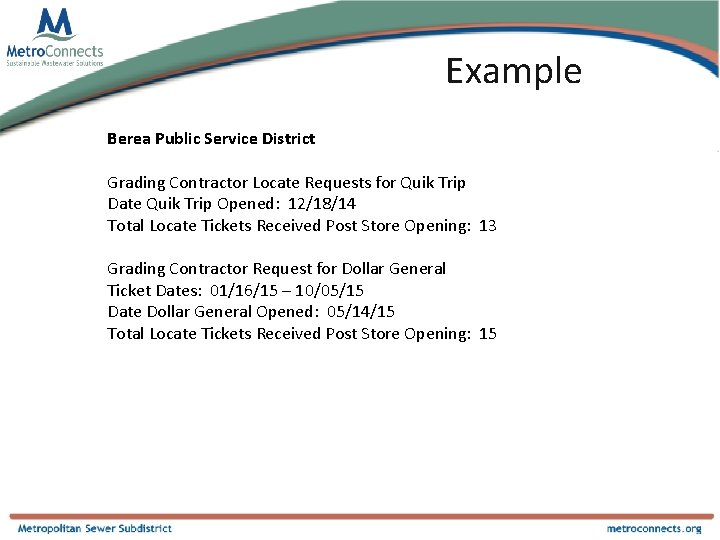 Example Berea Public Service District Grading Contractor Locate Requests for Quik Trip Date Quik