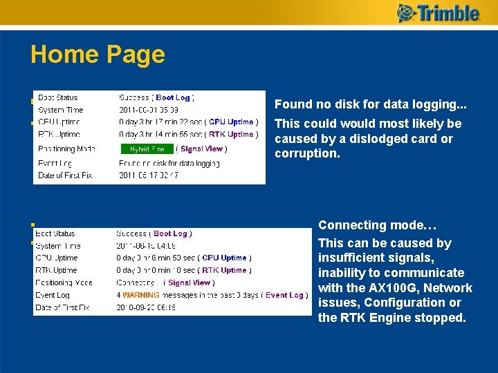 Home Page § § Found no disk for data logging. . . This could