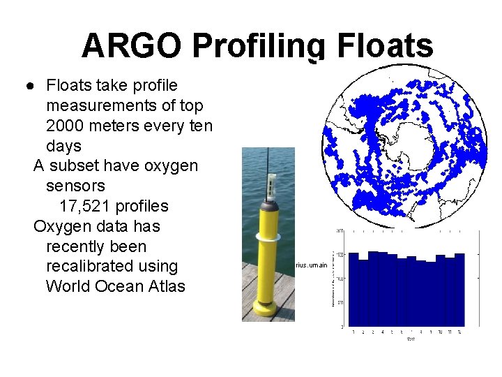 ARGO Profiling Floats ● Floats take profile measurements of top 2000 meters every ten
