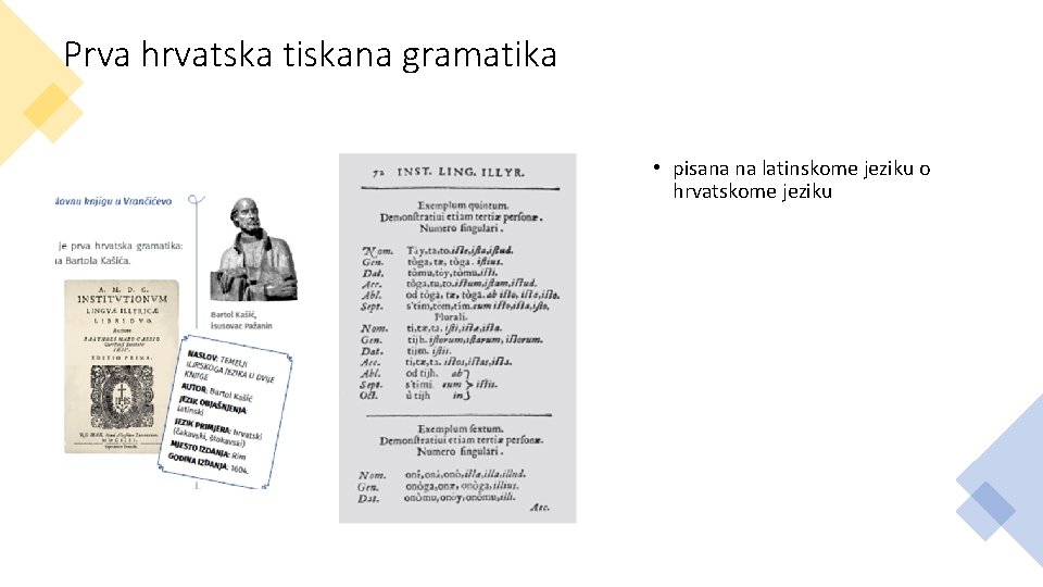 Prva hrvatska tiskana gramatika • pisana na latinskome jeziku o hrvatskome jeziku 