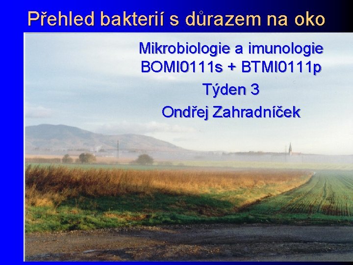 Přehled bakterií s důrazem na oko Mikrobiologie a imunologie BOMI 0111 s + BTMI