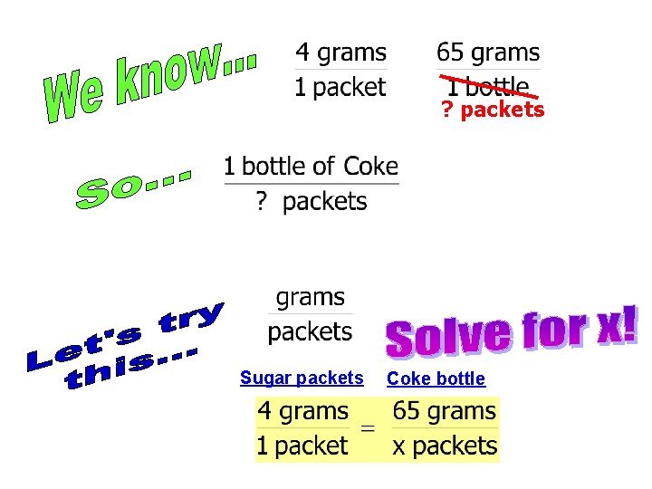 ? packets Sugar packets Coke bottle 