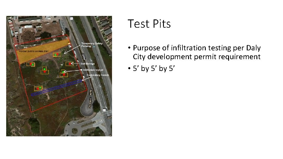 Test Pits • Purpose of infiltration testing per Daly City development permit requirement •