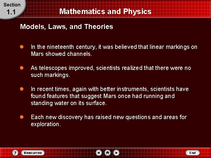 Section 1. 1 Mathematics and Physics Models, Laws, and Theories In the nineteenth century, Section 1. 1 Mathematics and Physics Models, Laws, and Theories In the nineteenth century,