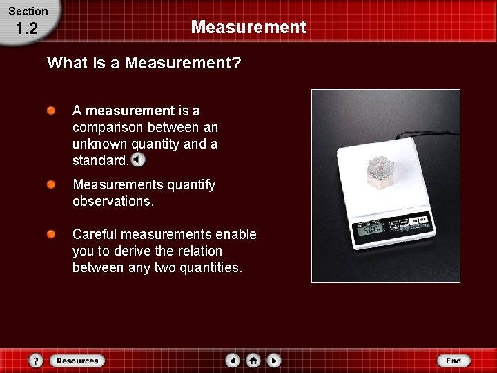 Section 1. 2 Measurement What is a Measurement? A measurement is a comparison between Section 1. 2 Measurement What is a Measurement? A measurement is a comparison between