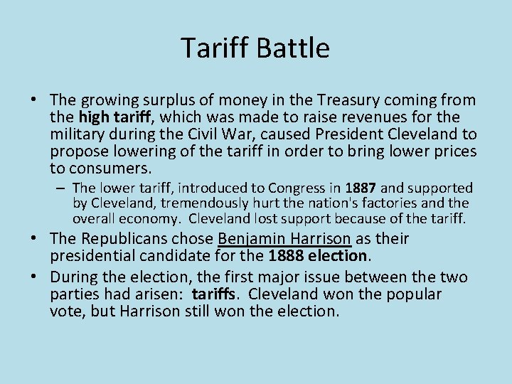 Tariff Battle • The growing surplus of money in the Treasury coming from the