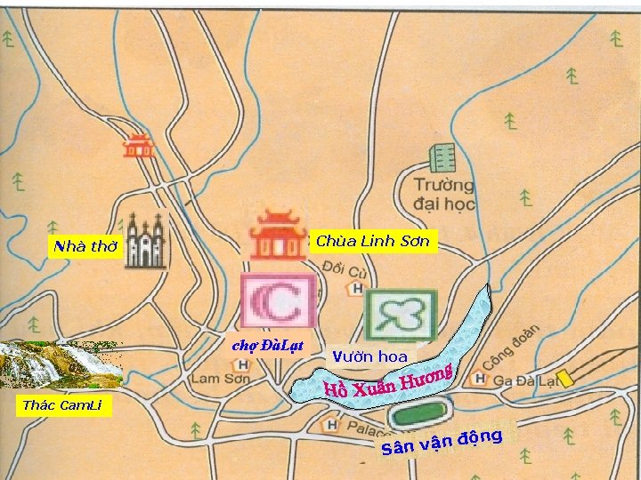 Nhà thờ 2 1 Chùa Linh Sơn 3 4 Thác Cam. Li chợ ĐàLạt