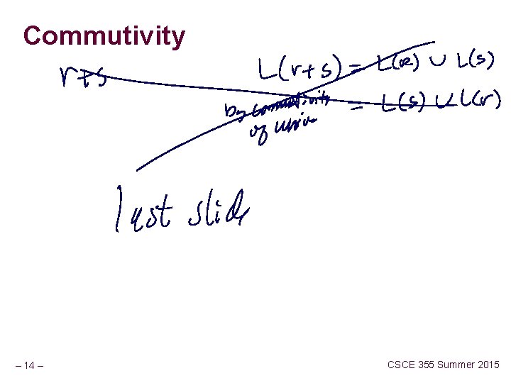 Commutivity – 14 – CSCE 355 Summer 2015 