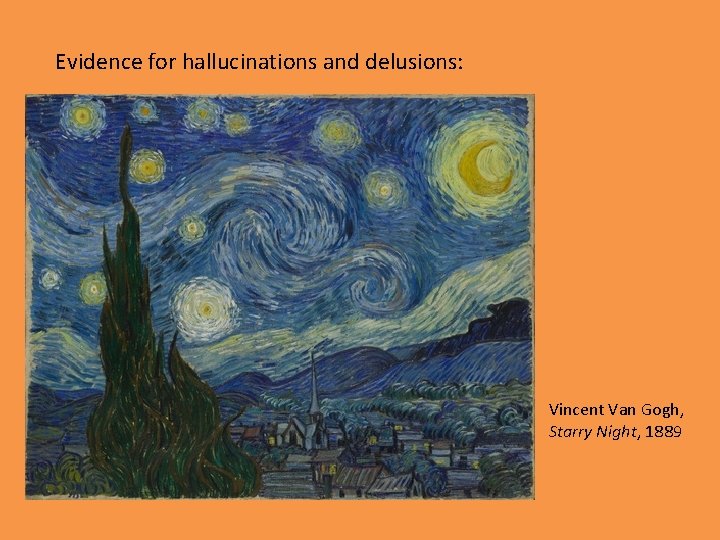 Evidence for hallucinations and delusions: Vincent Van Gogh, Starry Night, 1889 