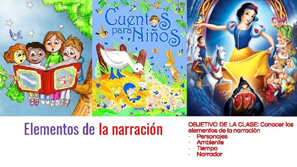 Elementos de la narración OBJETIVO DE LA CLASE: Conocer los elementos de la narración