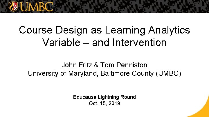 Course Design as Learning Analytics Variable and Intervention