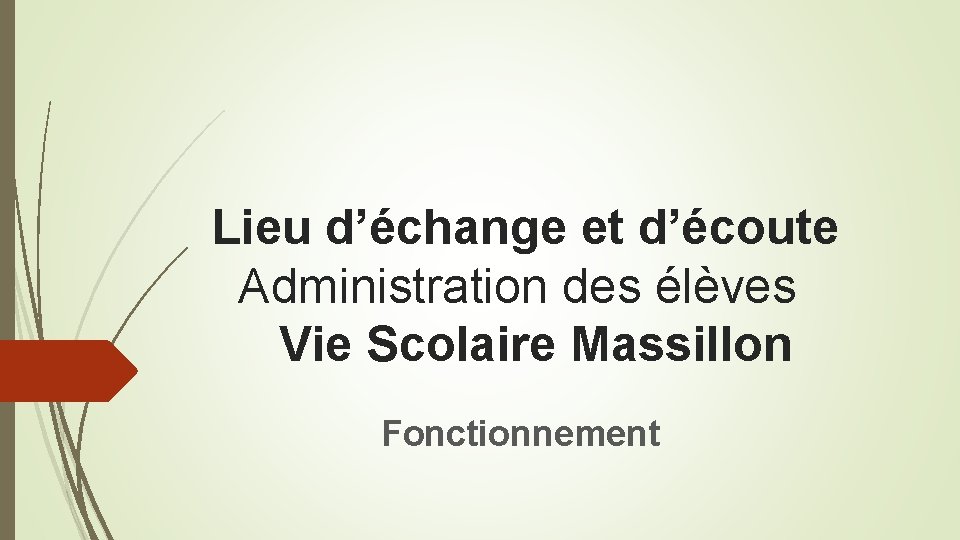 Lieu d’échange et d’écoute Administration des élèves Vie Scolaire Massillon Fonctionnement 