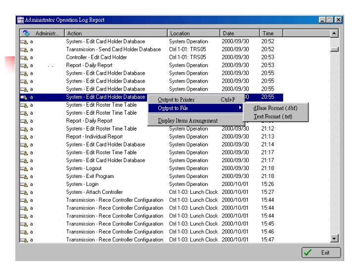 Administrator Log Report 