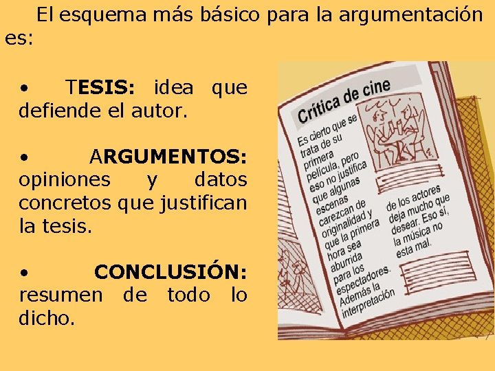 es: El esquema más básico para la argumentación • TESIS: idea que defiende el