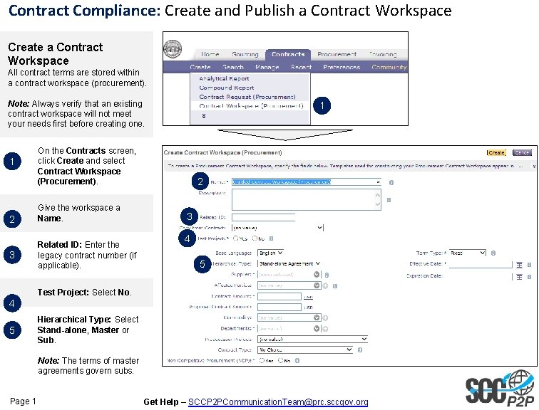 Contract Compliance: Create and Publish a Contract Workspace Create a Contract Workspace All contract