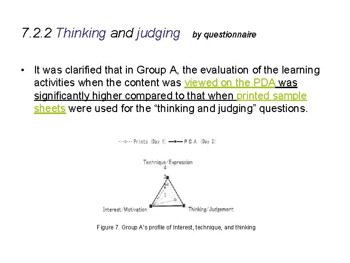 7. 2. 2 Thinking and judging by questionnaire • It was clarified that in