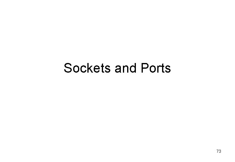Sockets and Ports 73 
