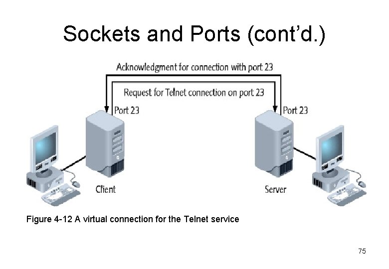 Sockets and Ports (cont’d. ) Figure 4 -12 A virtual connection for the Telnet