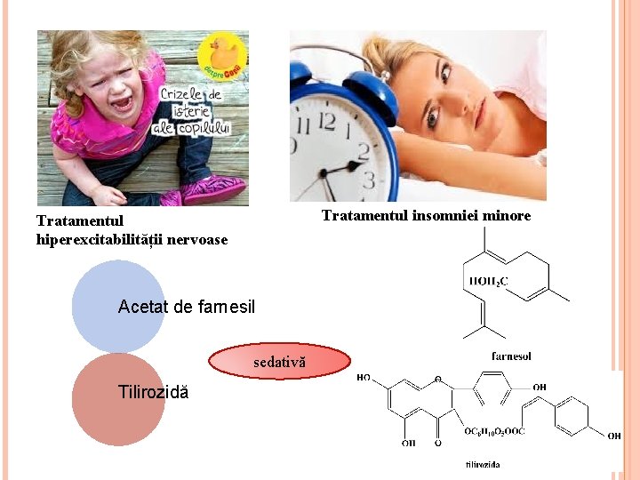 Tratamentul insomniei minore Tratamentul hiperexcitabilității nervoase Acetat de farnesil sedativă Tilirozidă 