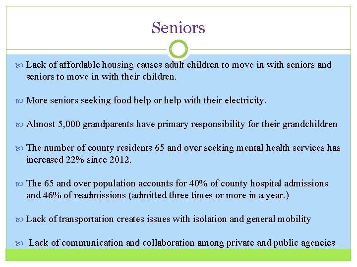 Seniors Lack of affordable housing causes adult children to move in with seniors and