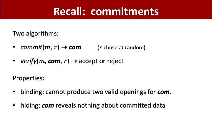 Recall: commitments • 