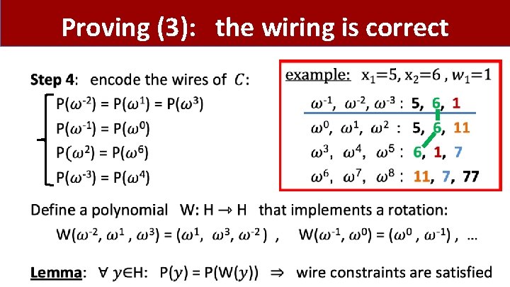 Proving (3): the wiring is correct • Proving (3): the wiring is correct •
