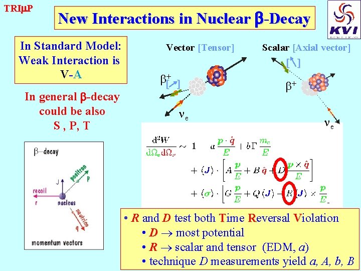 TRI P New Interactions in Nuclear b-Decay In Standard Model: Weak Interaction is V-A