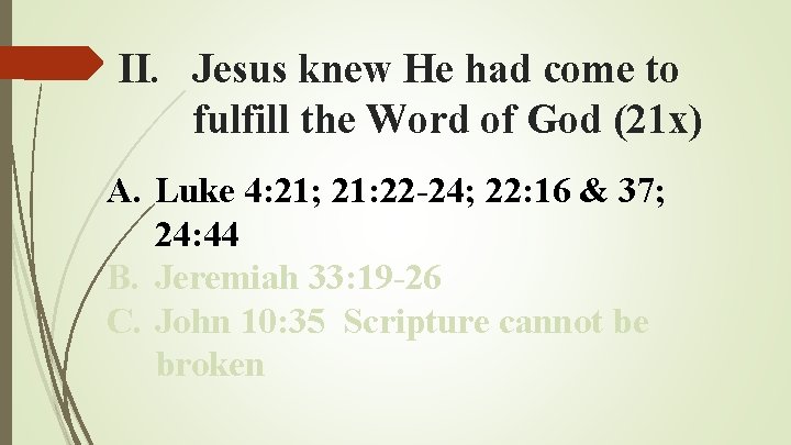II. Jesus knew He had come to fulfill the Word of God (21 x)