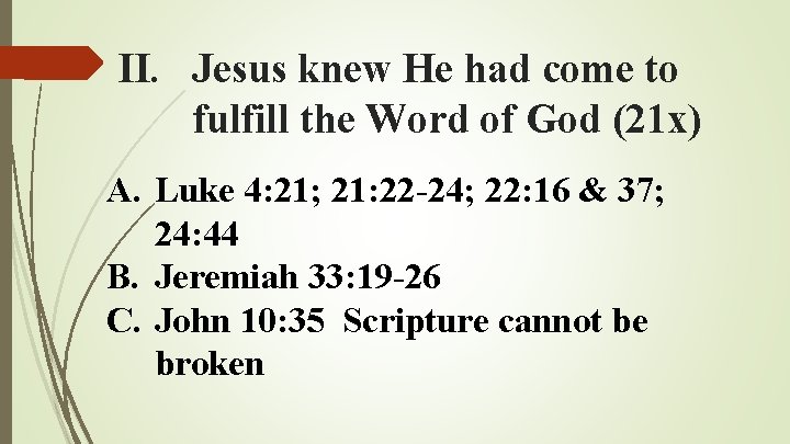 II. Jesus knew He had come to fulfill the Word of God (21 x)