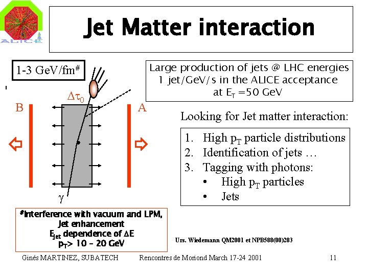 Jet Matter interaction 1 -3 Ge. V/fm# Dt 0 B A Large production of