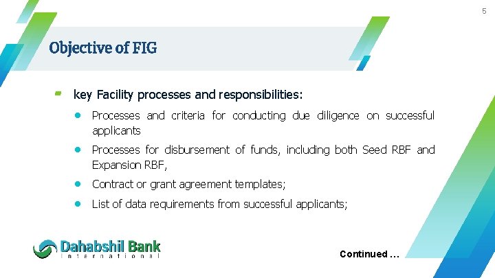 5 Objective of FIG ▰ key Facility processes and responsibilities: Processes and criteria for