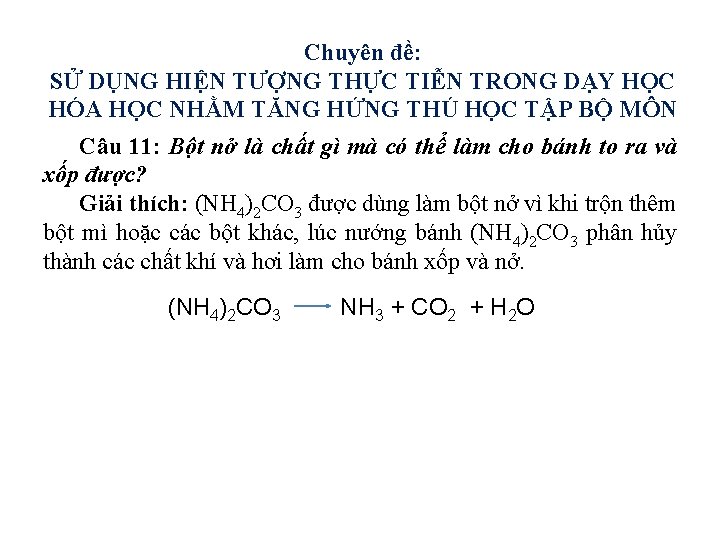 Chuyên đề: SỬ DỤNG HIỆN TƯỢNG THỰC TIỄN TRONG DẠY HỌC HÓA HỌC NHẰM