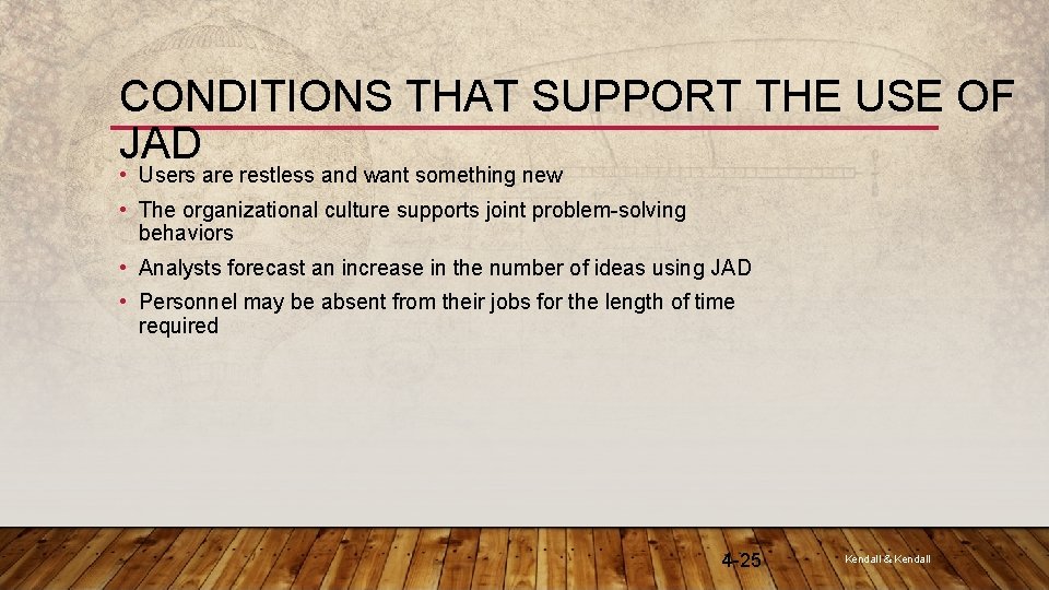 CONDITIONS THAT SUPPORT THE USE OF JAD • Users are restless and want something