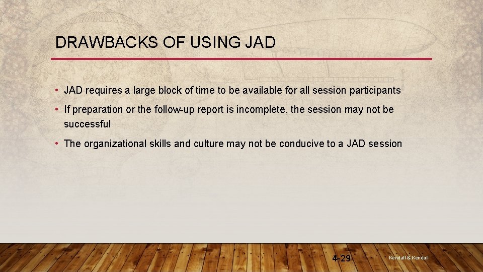 DRAWBACKS OF USING JAD • JAD requires a large block of time to be