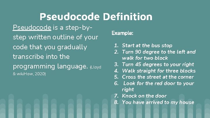 Pseudocode Definition Pseudocode is a step-bystep written outline of your code that you gradually Pseudocode Definition Pseudocode is a step-bystep written outline of your code that you gradually